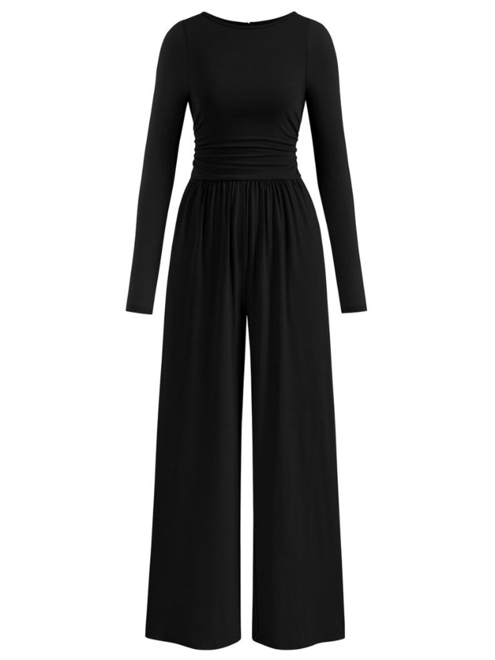 One Piece Jumpsuits for Women Dressy Casual Long Sleeve Crewneck Wide Leg Romper